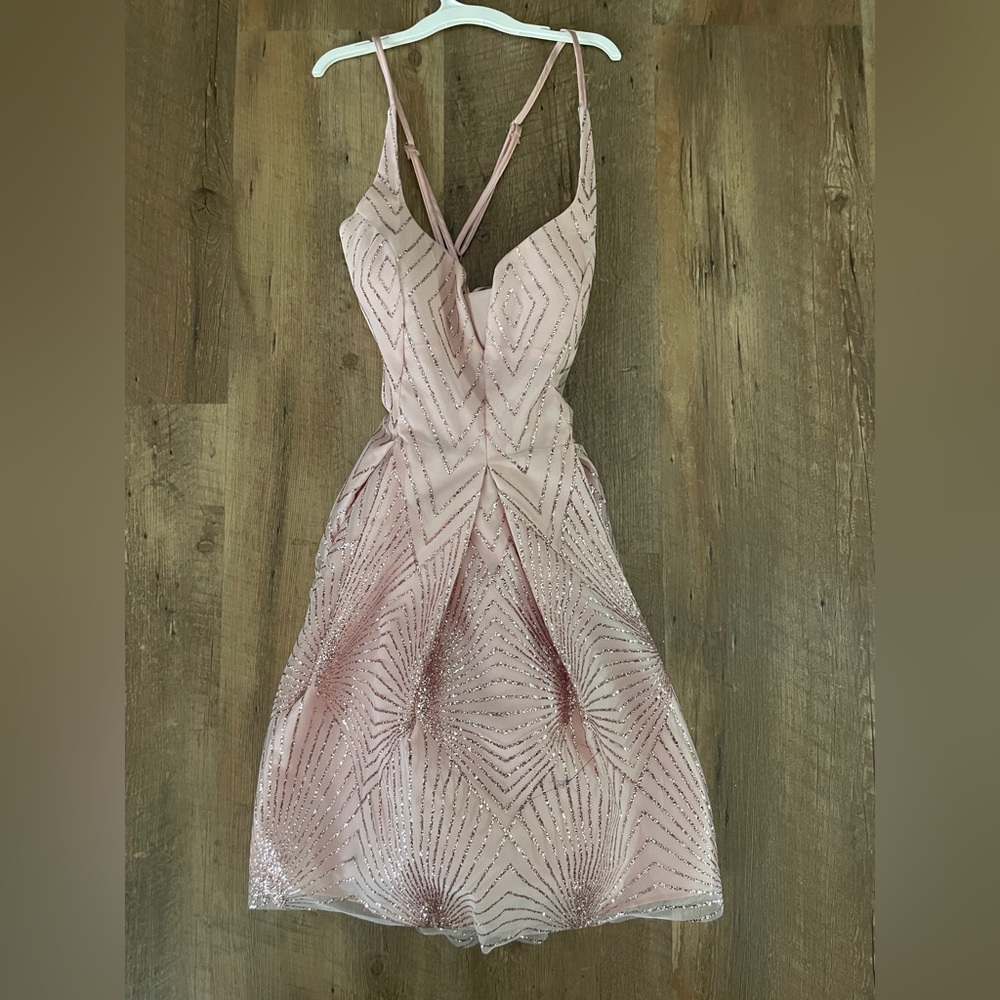 Pink sparkle fit and flare dress